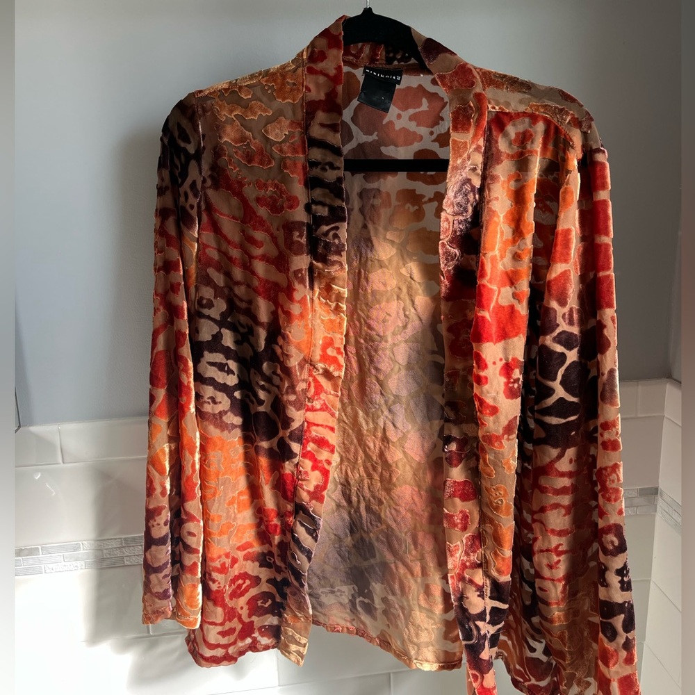 Colorful Velvet Open Front Jacket